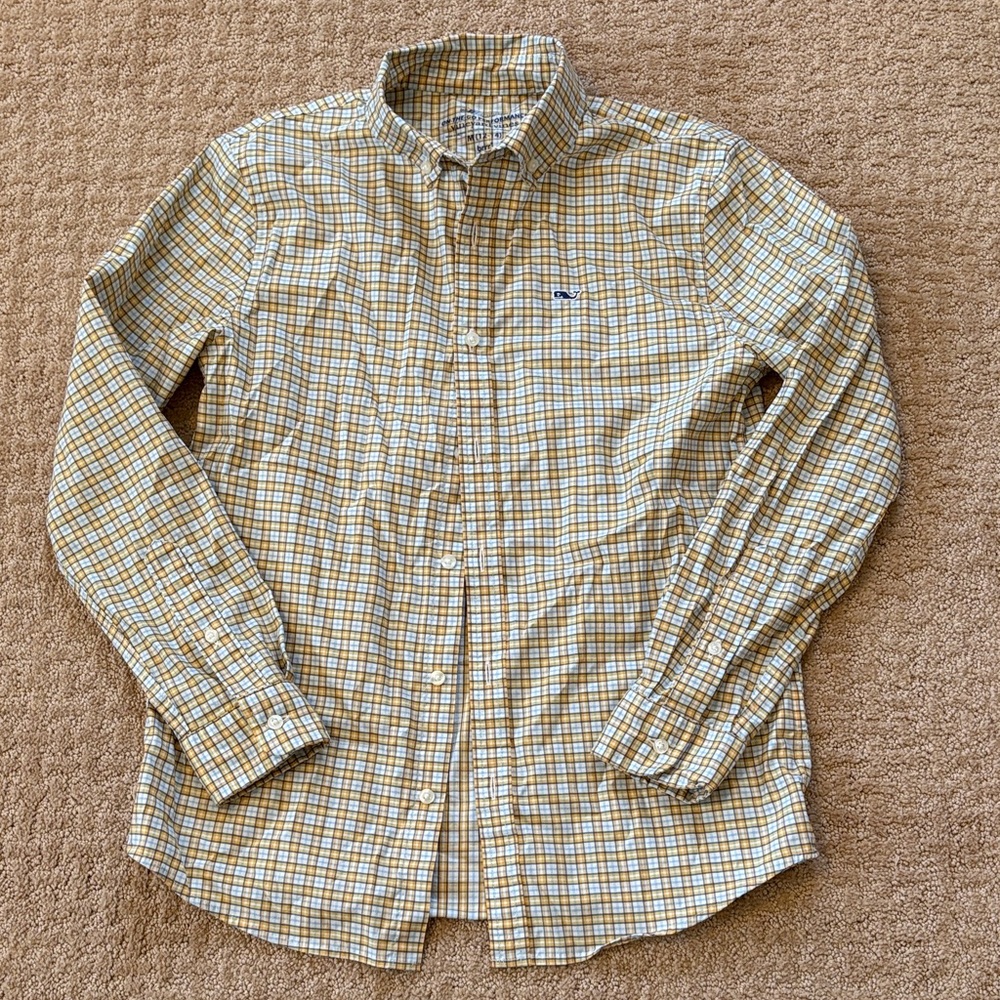 Euc Vineyard Vines kids Plaid Button-Down Shirt, size M 12-14